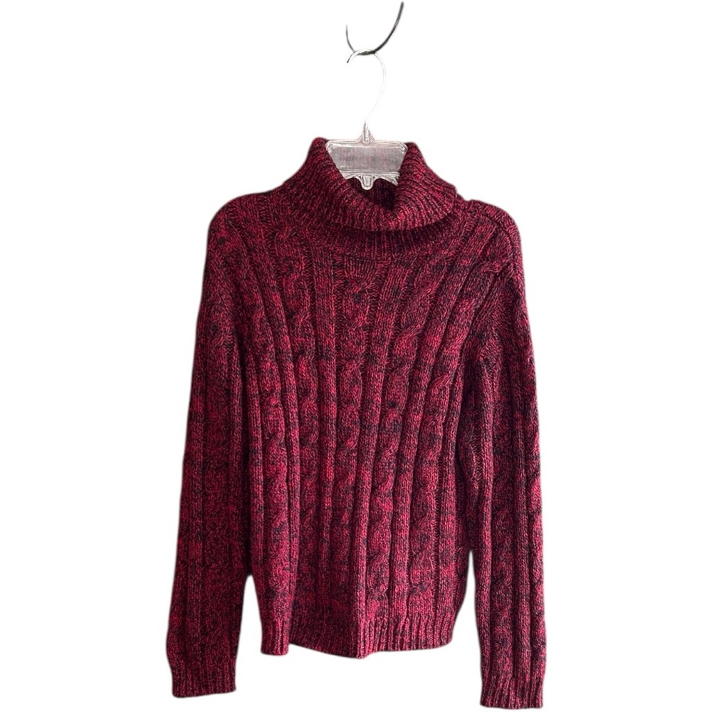 Faded Glory acrylic vintage garnet black cable knit turtleneck Sz Small (4/6)